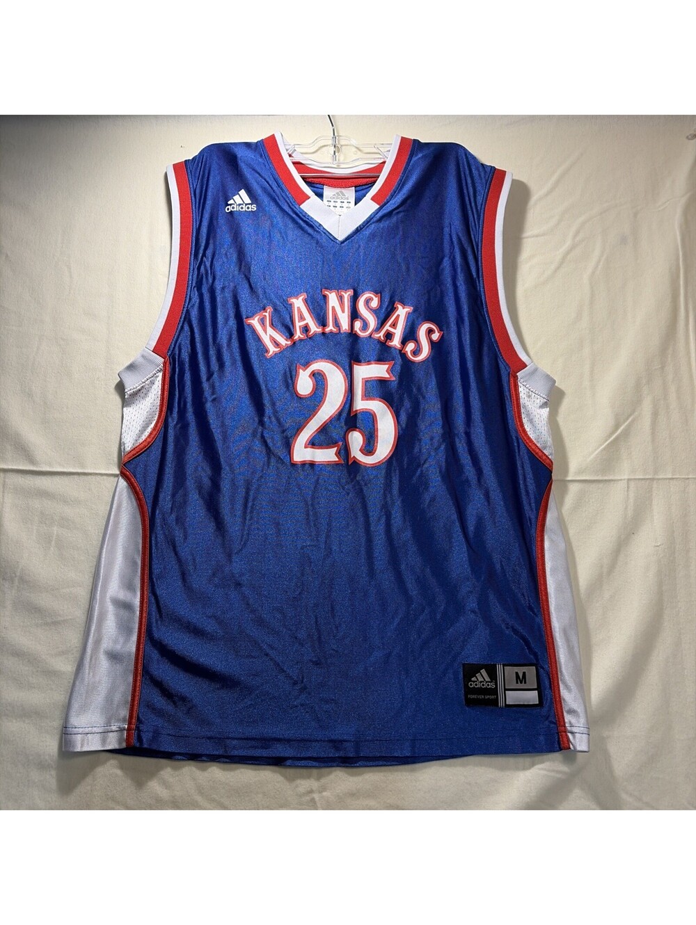 VINTAGE Adidas Kansas Jayhawks Basketball Jersey Men Medium Blue White Satin